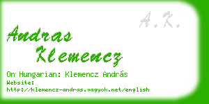 andras klemencz business card