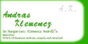 andras klemencz business card